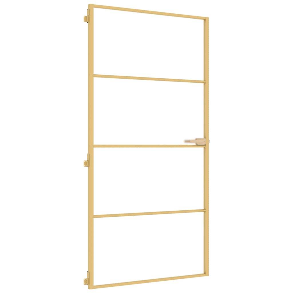 vidaXL Innentür Schlank Golden 102,5x201,5 cm Hartglas und Aluminium