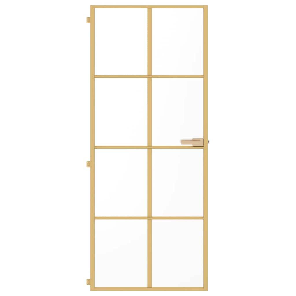 vidaXL Innentür Schlank Golden 83x201,5 cm Hartglas und Aluminium
