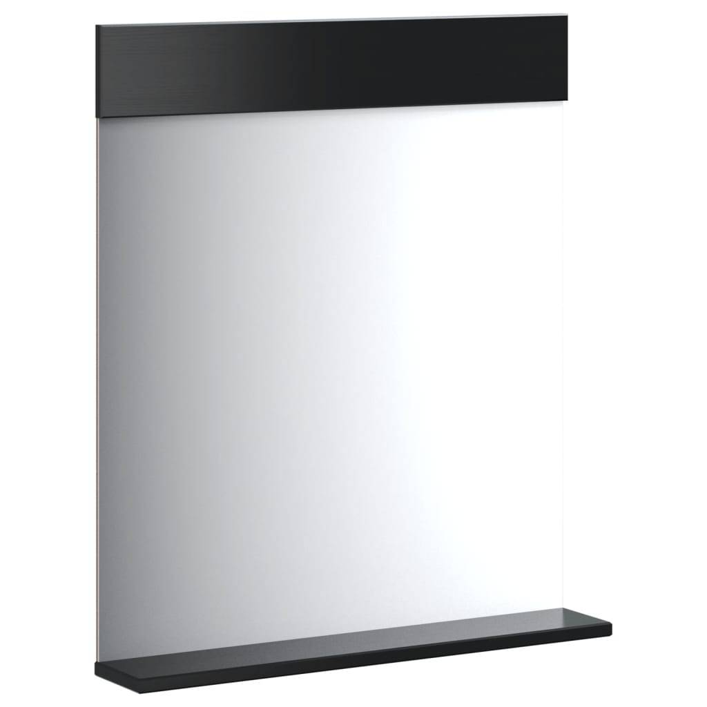 vidaXL Badspiegel mit Ablage BERG Schwarz 60x12x70 cm Massivholz