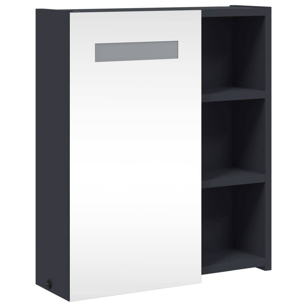 vidaXL Spiegelschrank mit LED-Beleuchtung Grau 45x13x52 cm