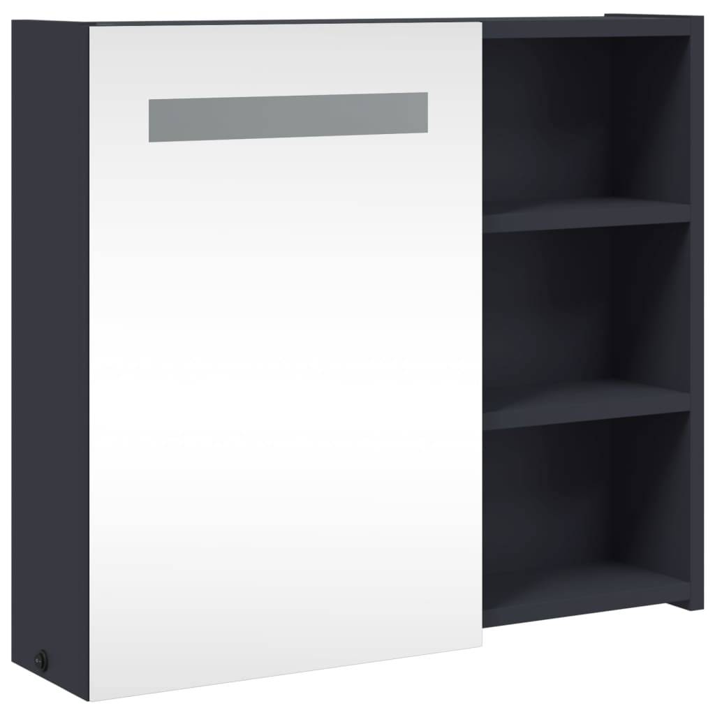vidaXL Spiegelschrank mit LED-Beleuchtung Grau 60x13x52 cm
