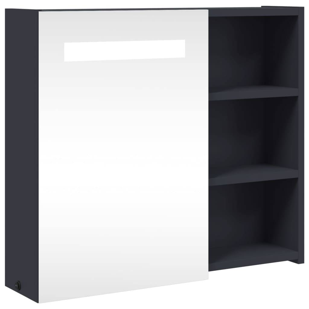 vidaXL Spiegelschrank mit LED-Beleuchtung Grau 60x13x52 cm