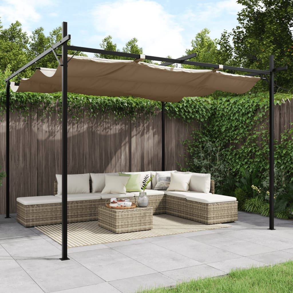 vidaXL Pergola mit Schiebedach Taupe 295x292x230 cm