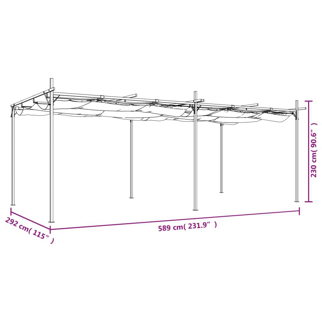 vidaXL Pergola mit Schiebedach Creme 589x292x230 cm