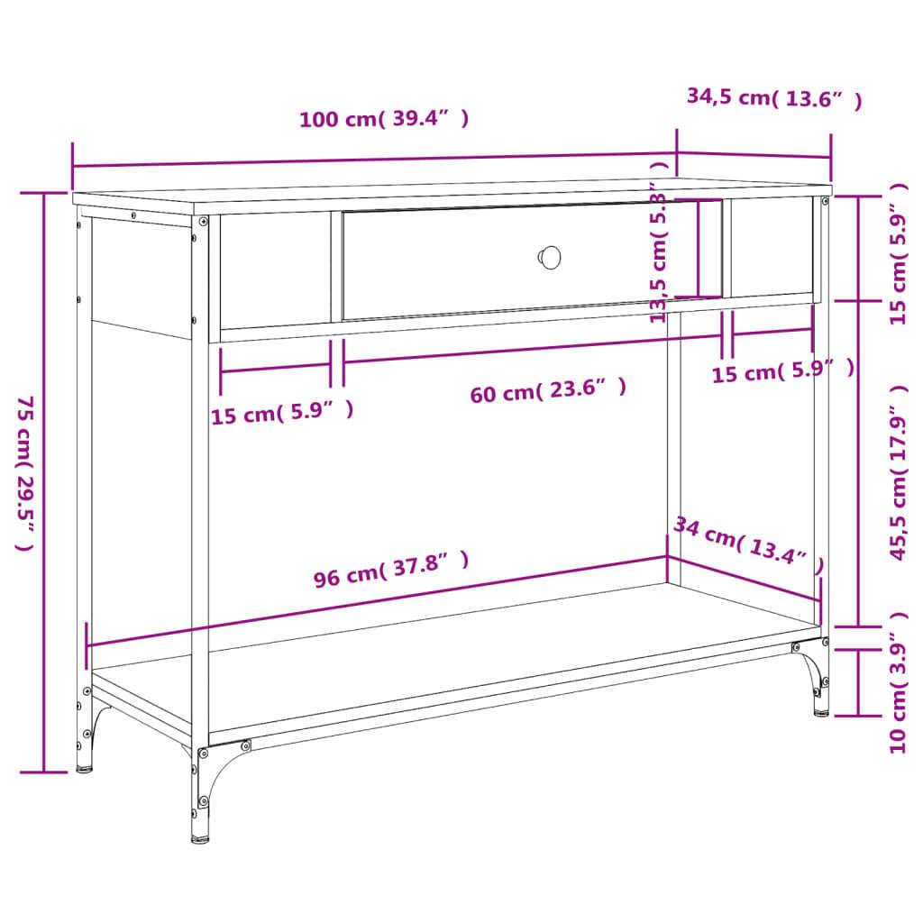 vidaXL Konsolentisch Braun Eichen-Optik 100x34,5x75 cm Holzwerkstoff