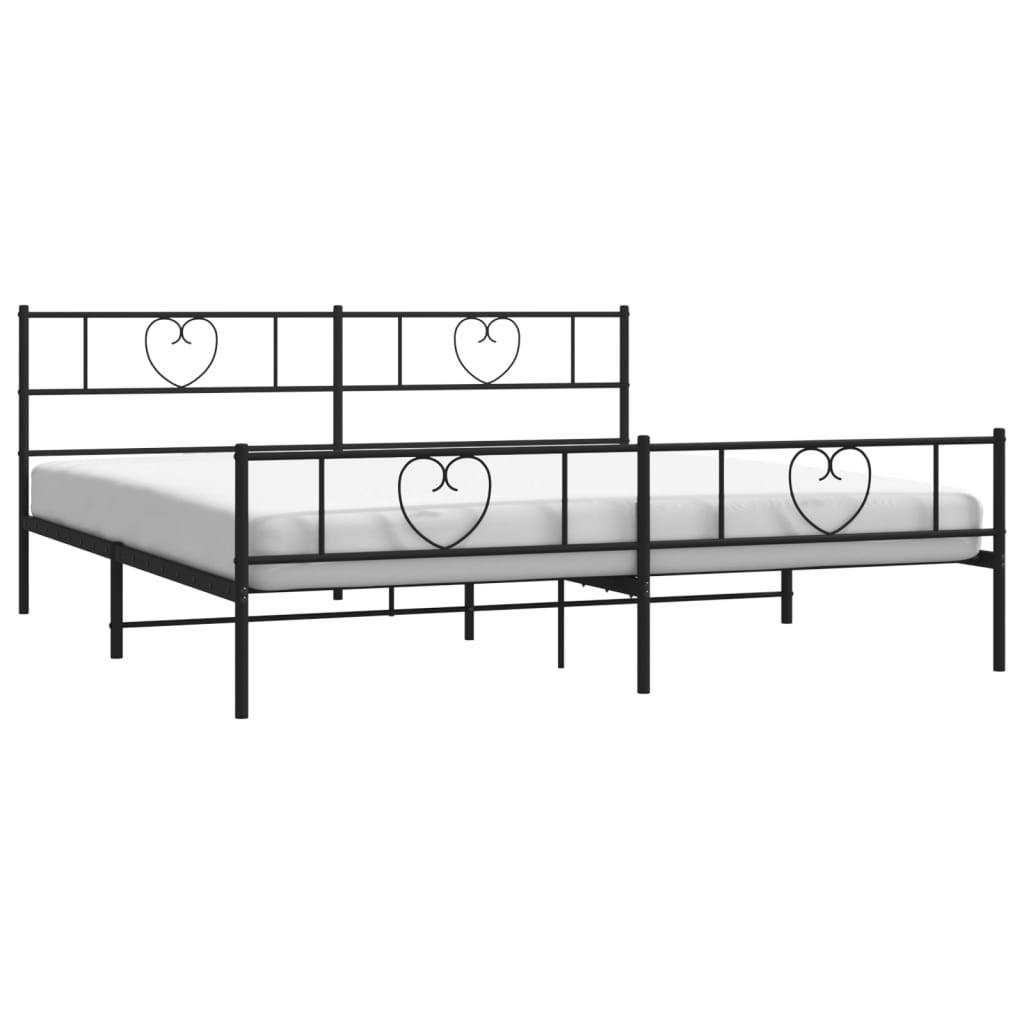 vidaXL Bettgestell mit Kopf- und Fußteil Metall Schwarz 193x203 cm