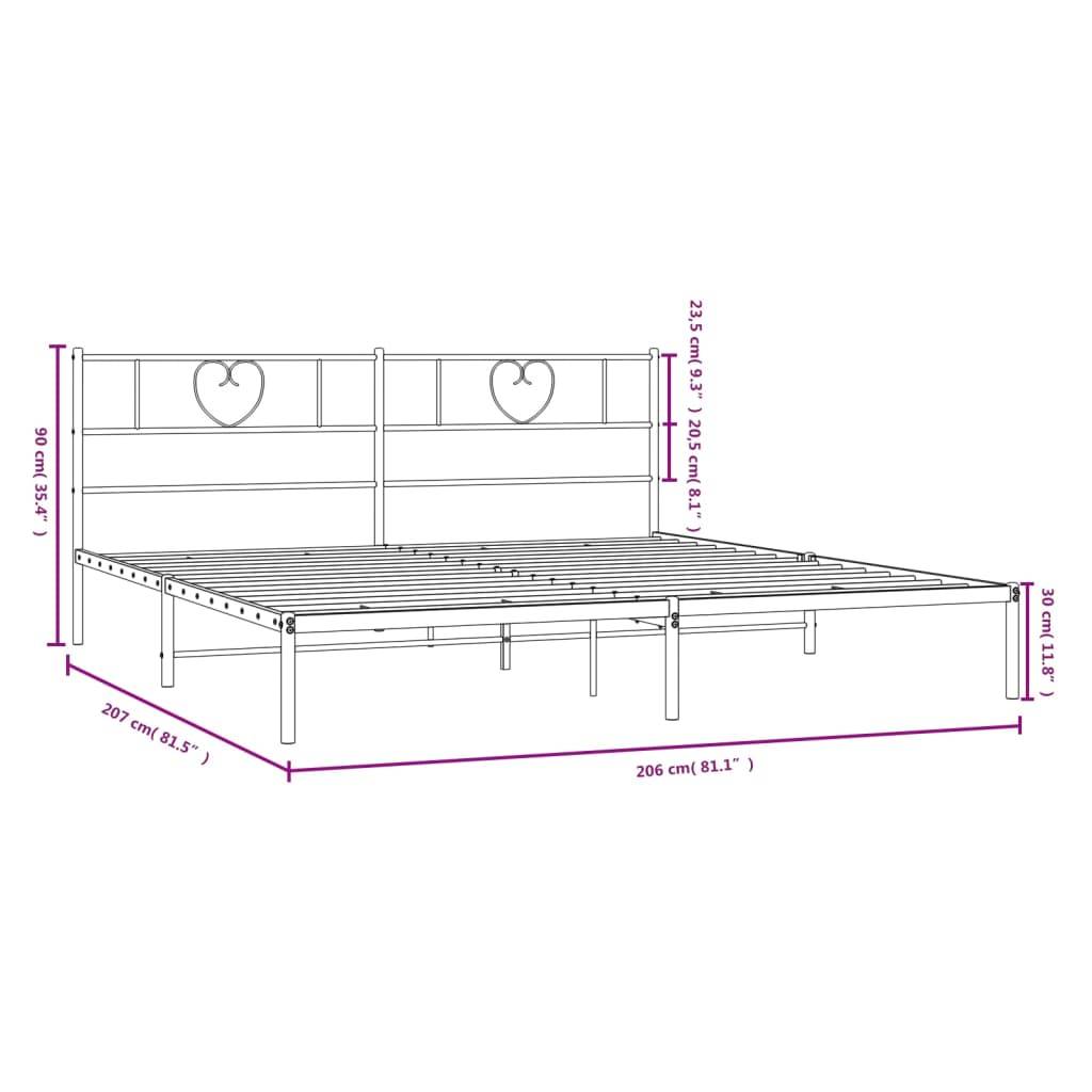 vidaXL Bettgestell mit Kopfteil Metall Weiß 200x200 cm