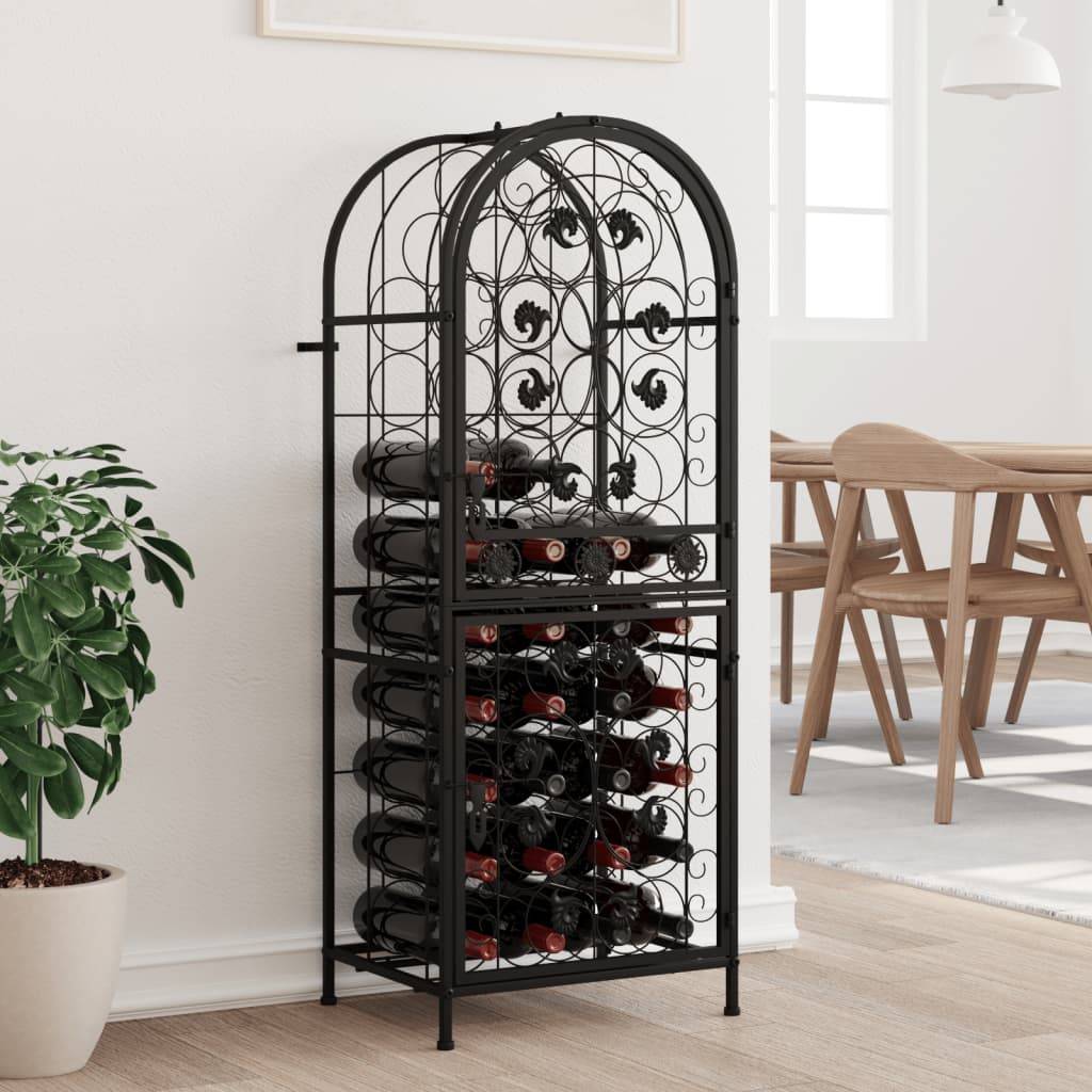 vidaXL Weinregal für 41 Flaschen Schwarz 45x36x120 cm Schmiedeeisen