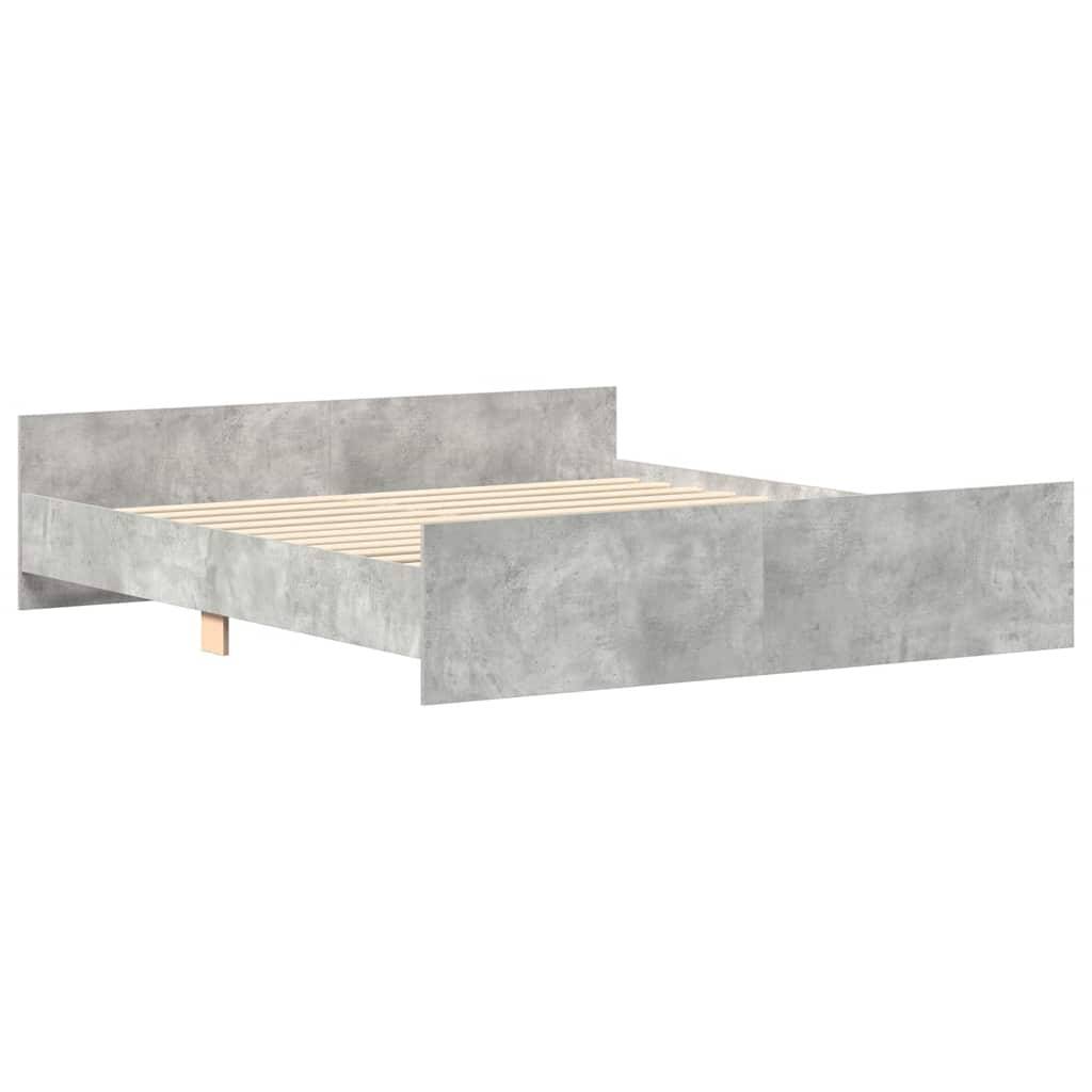 vidaXL Bettgestell mit Kopf- und Fußteil Betongrau 160x200 cm