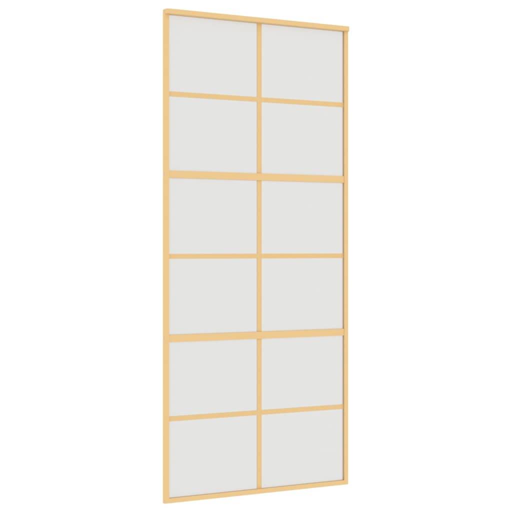 vidaXL Schiebetür Golden 90x205 cm Matt ESG-Glas und Aluminium