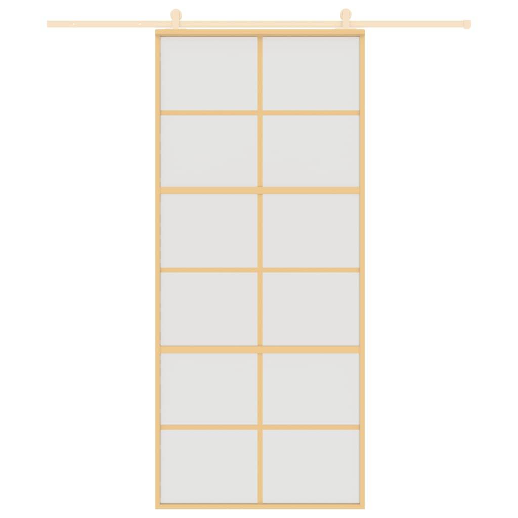 vidaXL Schiebetür Golden 90x205 cm Matt ESG-Glas und Aluminium