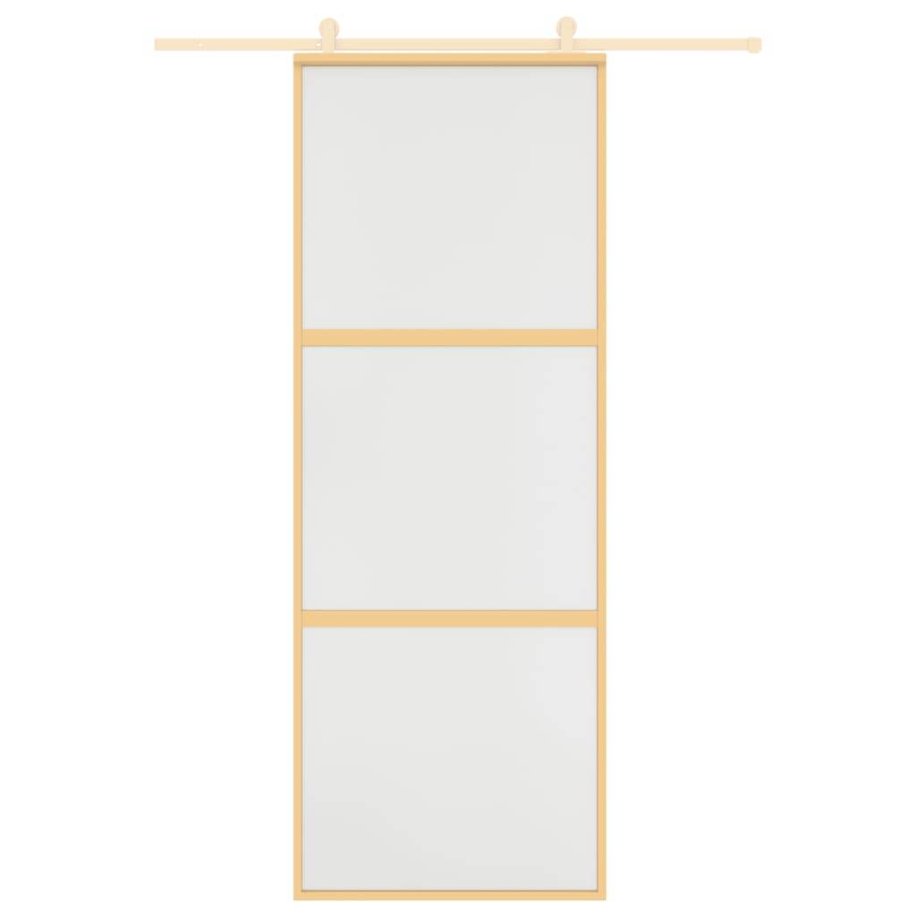 vidaXL Schiebetür Golden 76x205 cm Matt ESG-Glas und Aluminium