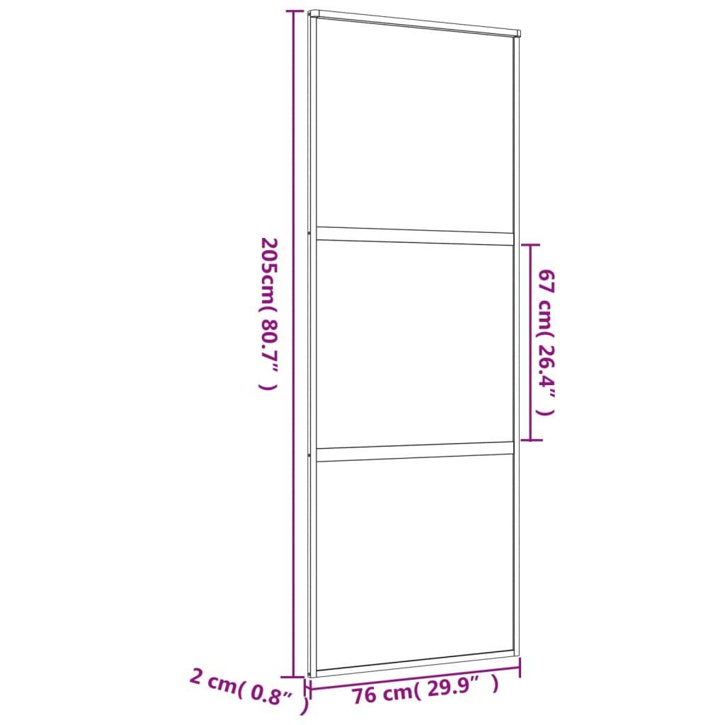 vidaXL Schiebetür Golden 76x205 cm Matt ESG-Glas und Aluminium