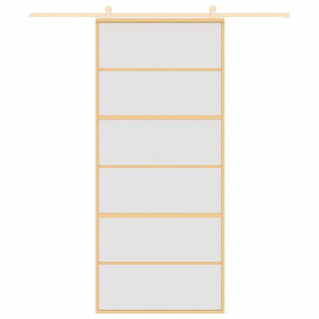 vidaXL Schiebetür Golden 90x205 cm Matt ESG-Glas und Aluminium