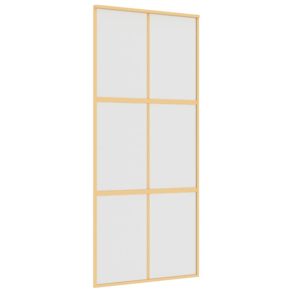 vidaXL Schiebetür Golden 90x205 cm Matt ESG-Glas und Aluminium
