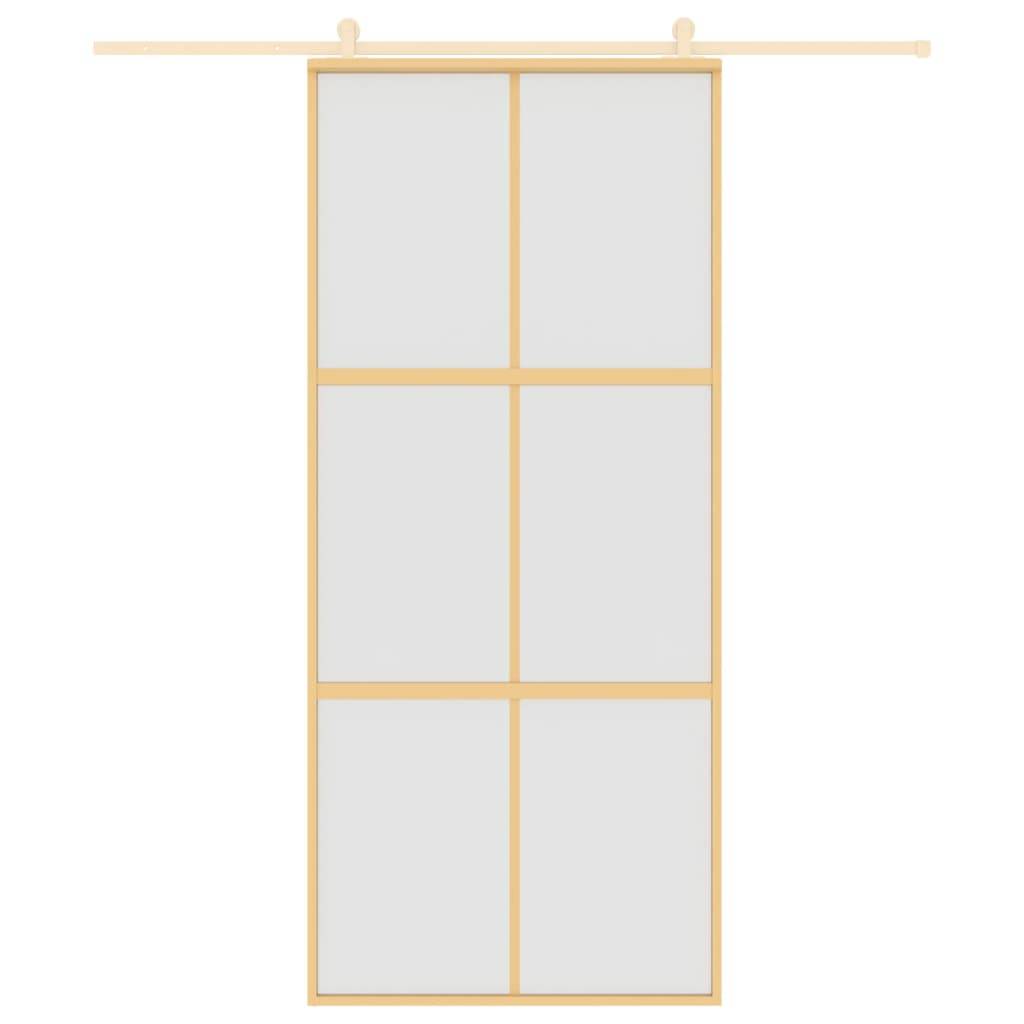vidaXL Schiebetür Golden 90x205 cm Matt ESG-Glas und Aluminium
