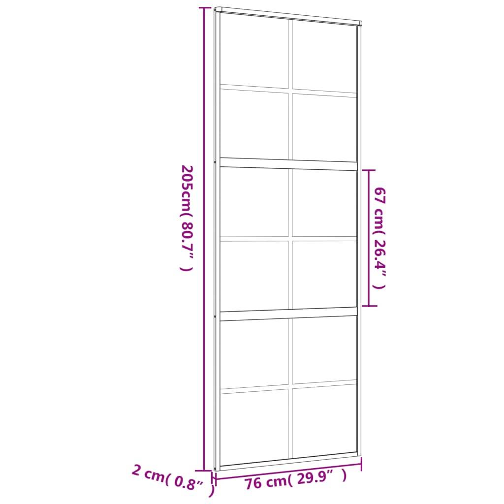 vidaXL Schiebetür Golden 76x205 cm ESG-Klarglas und Aluminium