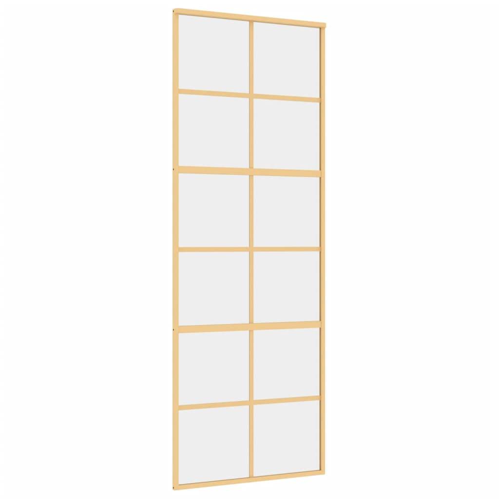 vidaXL Schiebetür Golden 76x205 cm ESG-Klarglas und Aluminium