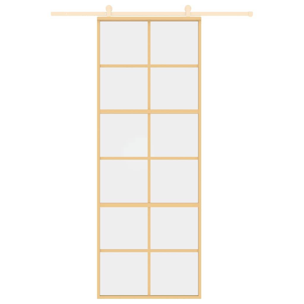 vidaXL Schiebetür Golden 76x205 cm ESG-Klarglas und Aluminium