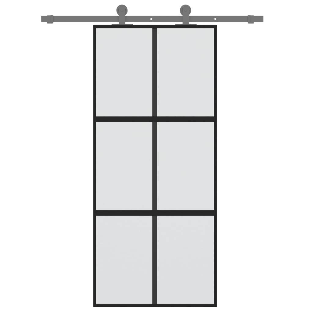 vidaXL Schiebetür Schwarz 90x205 cm Hartglas und Aluminium