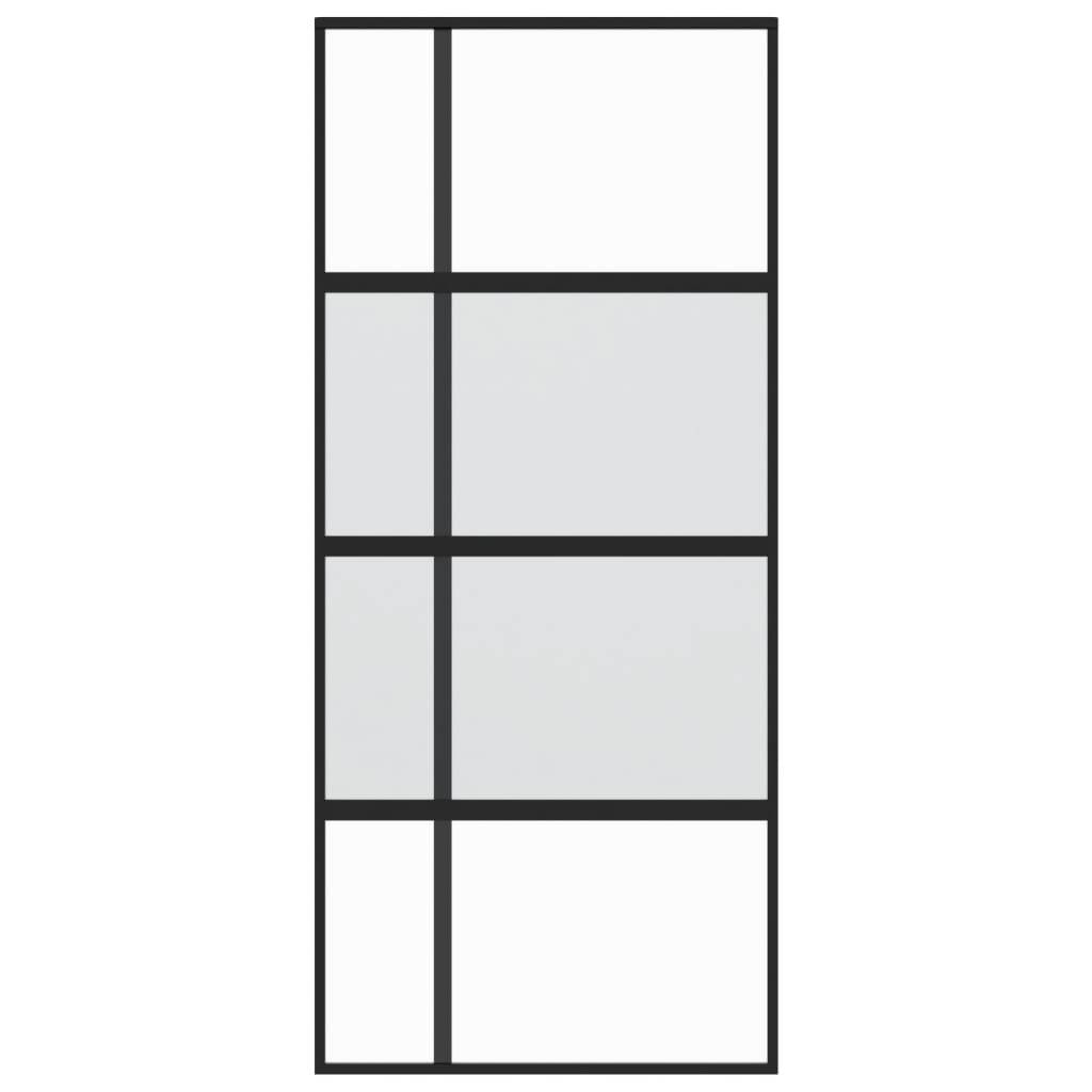 vidaXL Schiebetür Schwarz 90x205 cm Hartglas und Aluminium