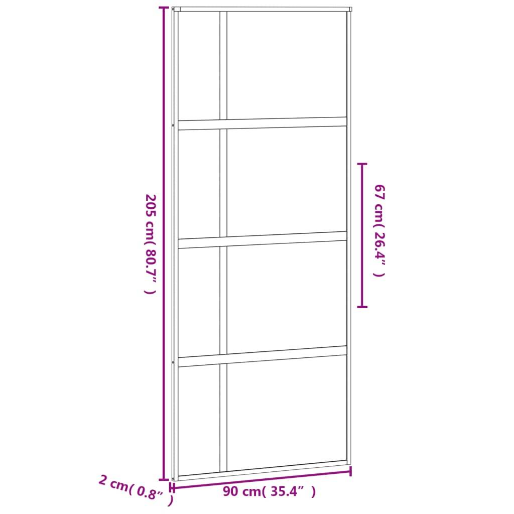 vidaXL Schiebetür Schwarz 90x205 cm Hartglas und Aluminium