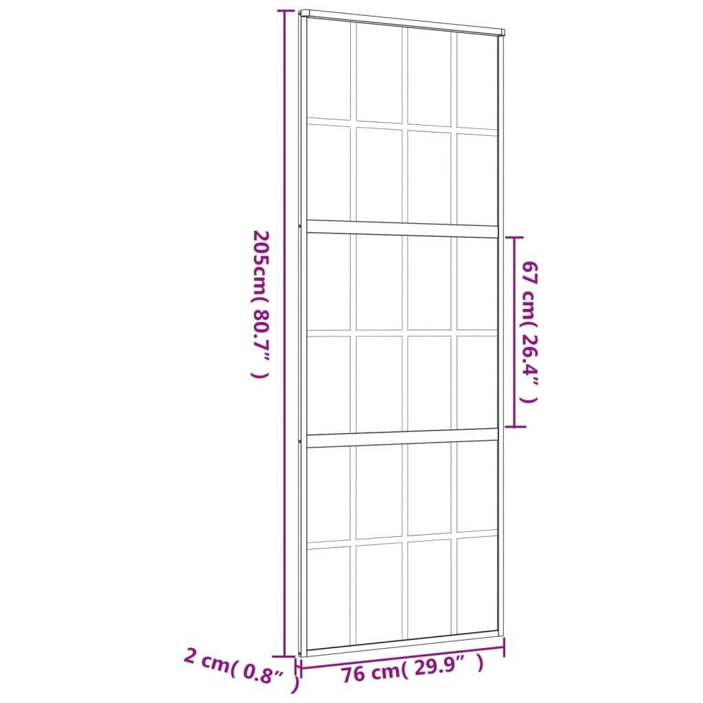 vidaXL Schiebetür Golden 76x205 cm ESG-Klarglas und Aluminium