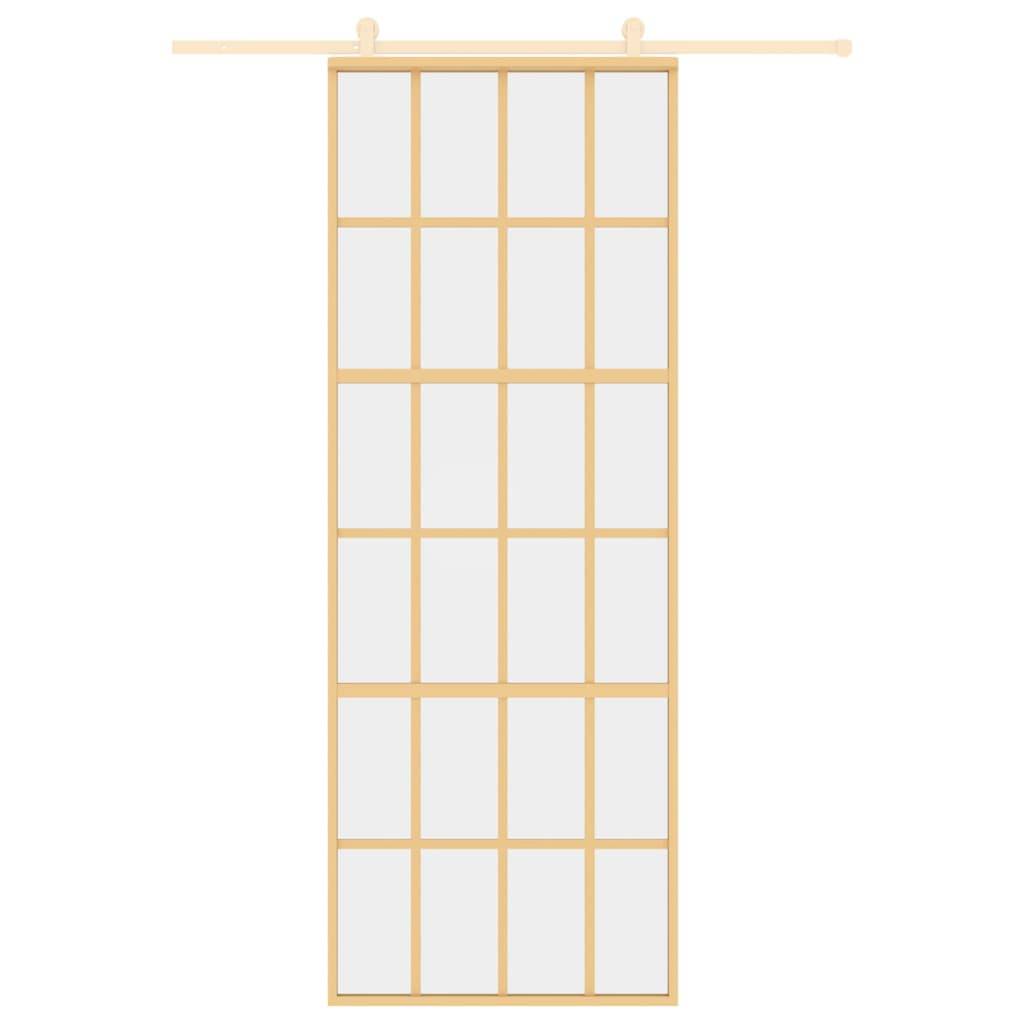 vidaXL Schiebetür Golden 76x205 cm ESG-Klarglas und Aluminium