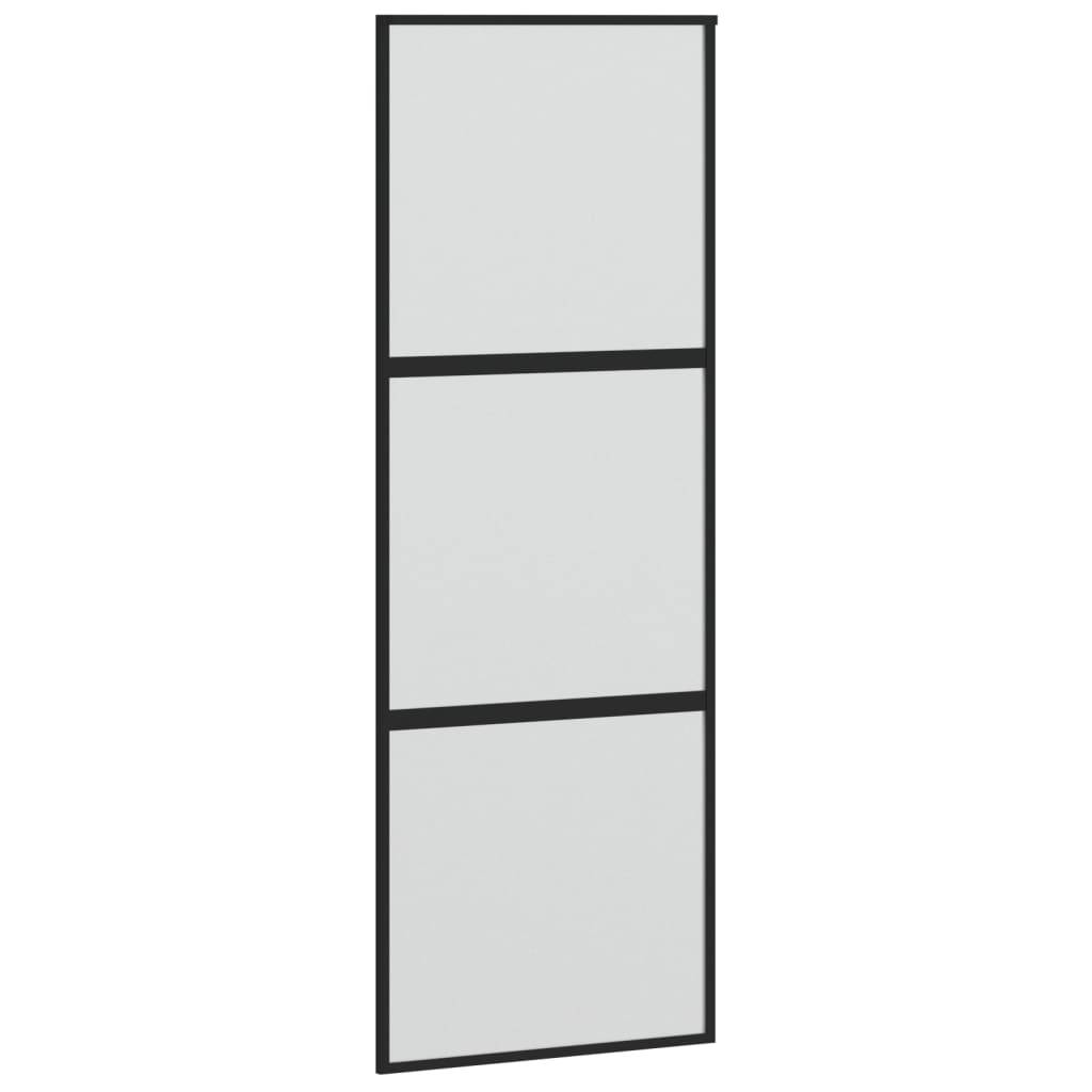 vidaXL Schiebetür Schwarz 76x205 cm Hartglas und Aluminium