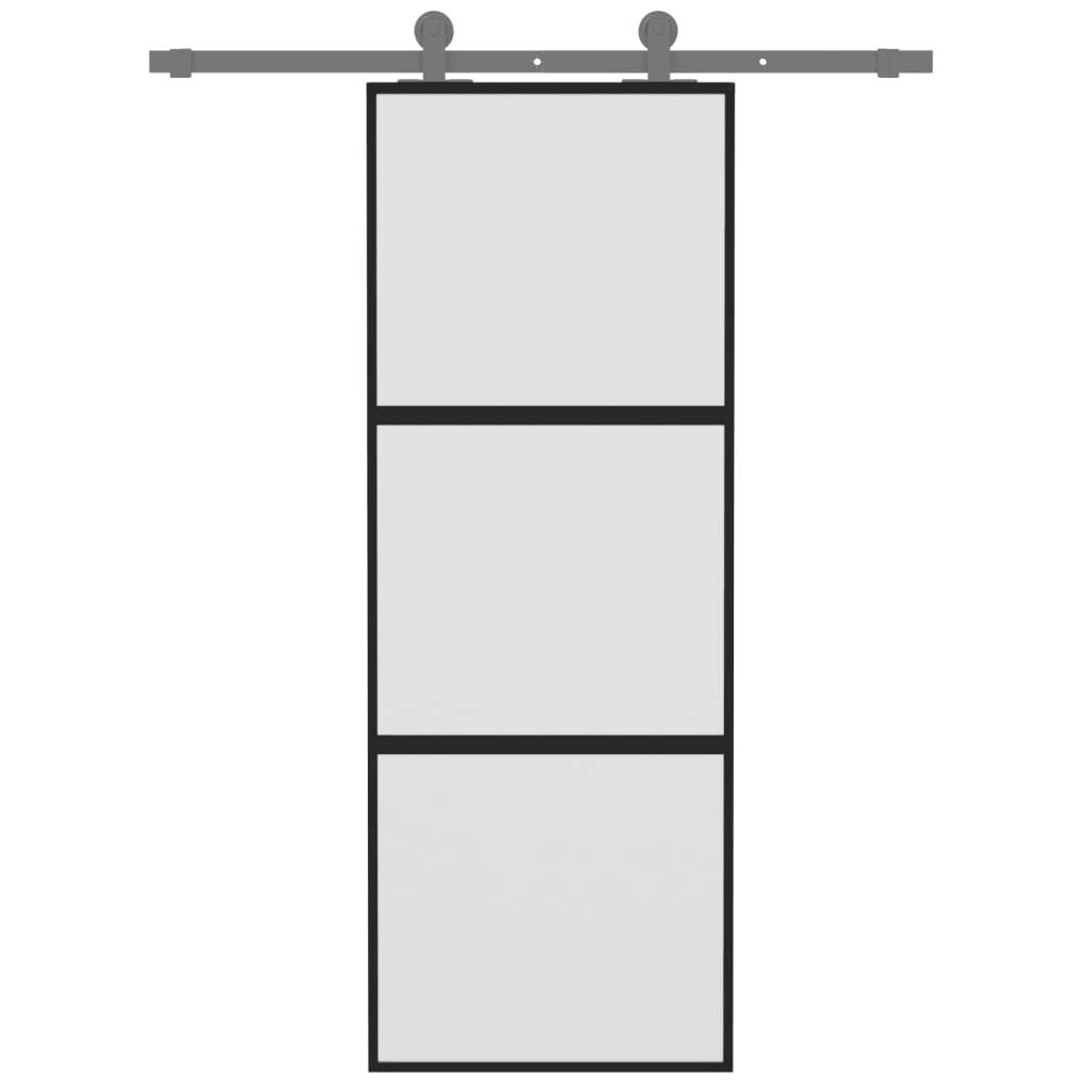 vidaXL Schiebetür Schwarz 76x205 cm Hartglas und Aluminium