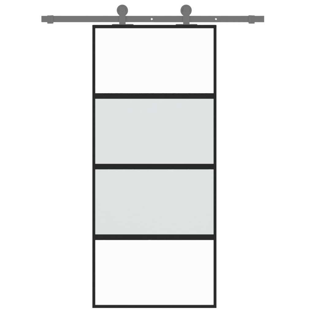 vidaXL Schiebetür Schwarz 90x205 cm Hartglas und Aluminium