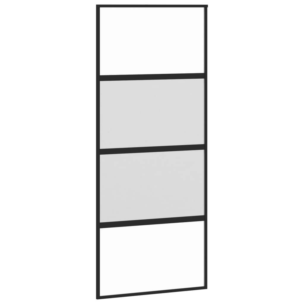 vidaXL Schiebetür Schwarz 90x205 cm Hartglas und Aluminium