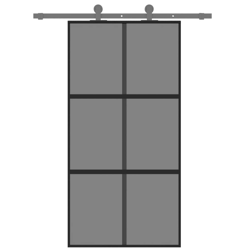 vidaXL Schiebetür Schwarz 102,5x205 cm Hartglas und Aluminium
