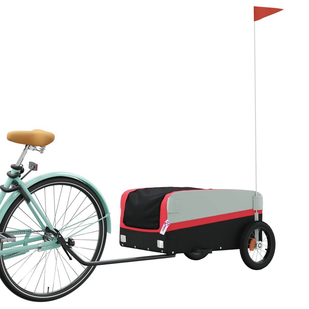 vidaXL Fahrradanhänger Schwarz und Rot 30 kg Eisen