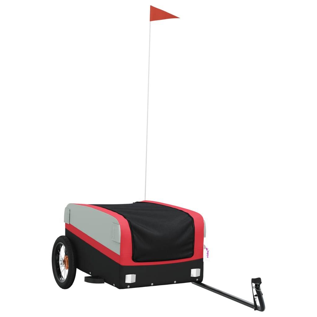 vidaXL Fahrradanhänger Schwarz und Rot 30 kg Eisen