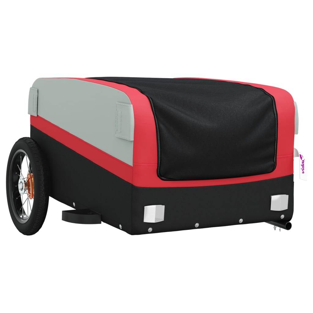 vidaXL Fahrradanhänger Schwarz und Rot 30 kg Eisen