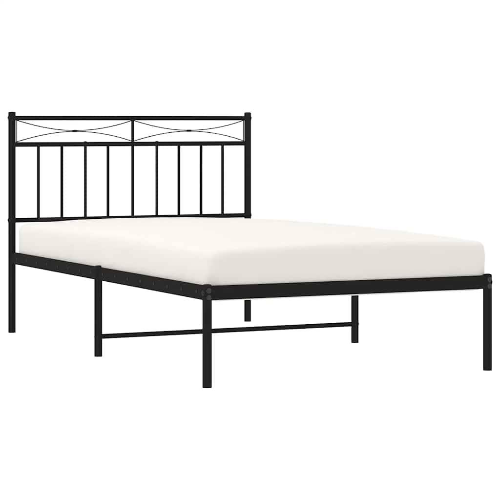 vidaXL Bettgestell mit Kopfteil Metall Schwarz 100x200 cm