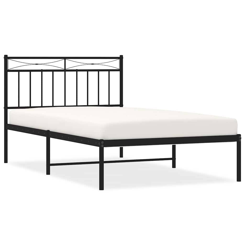 vidaXL Bettgestell mit Kopfteil Metall Schwarz 100x200 cm