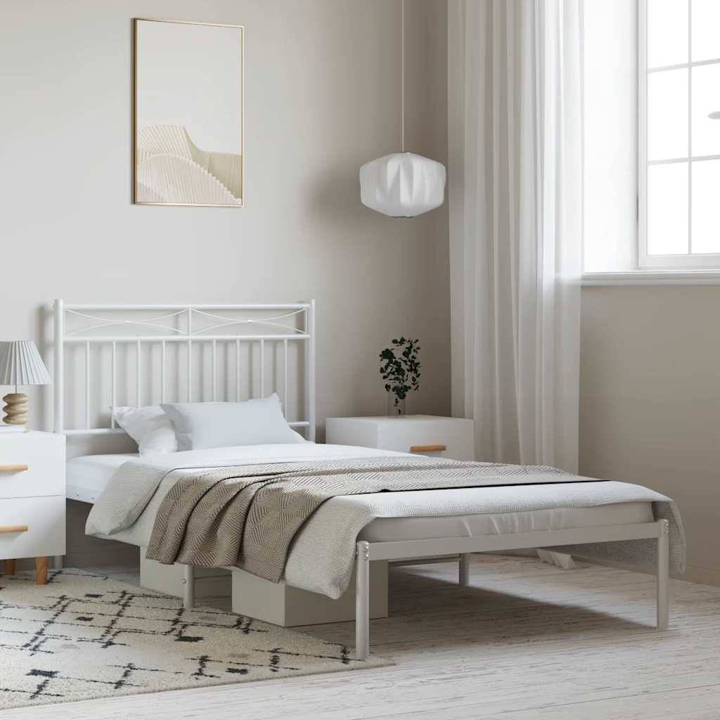 vidaXL Bettgestell mit Kopfteil Metall Weiß 100x190 cm