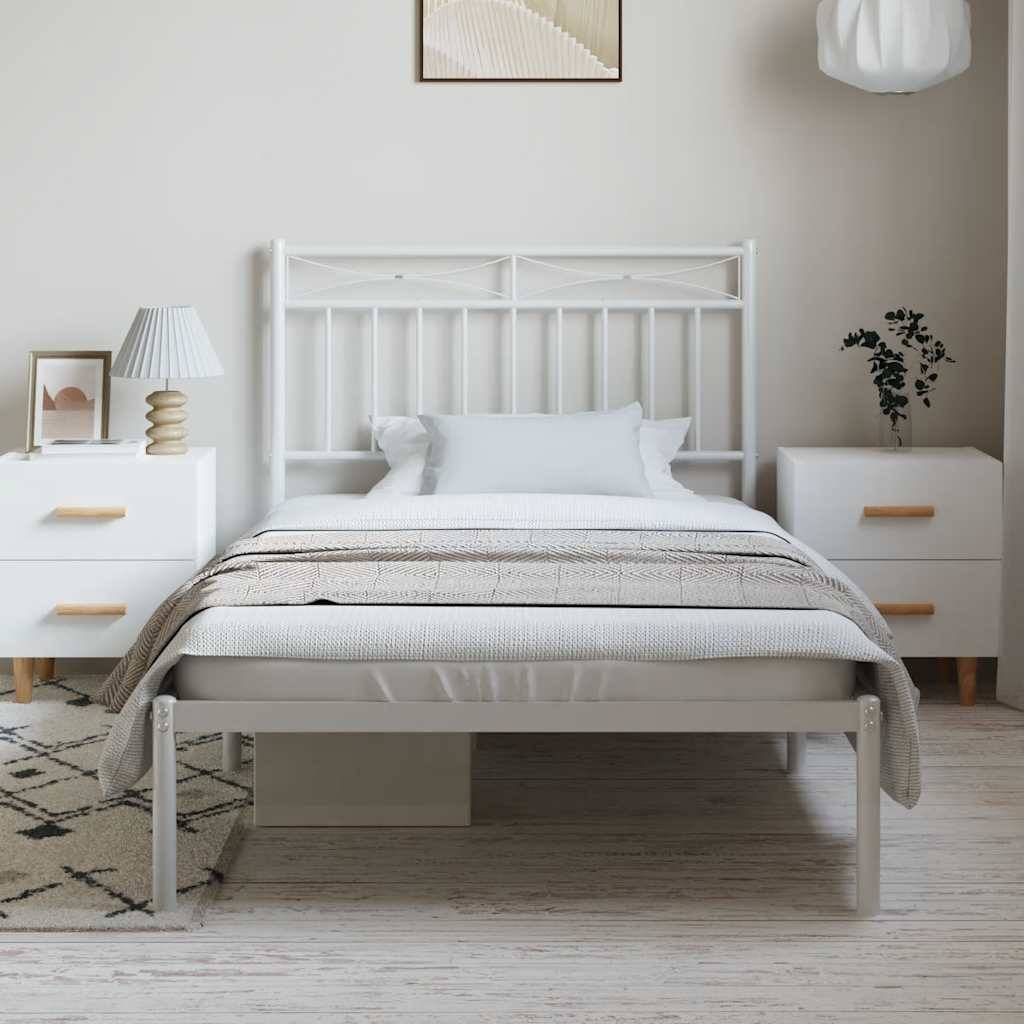 vidaXL Bettgestell mit Kopfteil Metall Weiß 100x190 cm