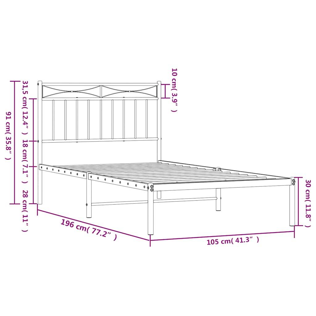 vidaXL Bettgestell mit Kopfteil Metall Weiß 100x190 cm