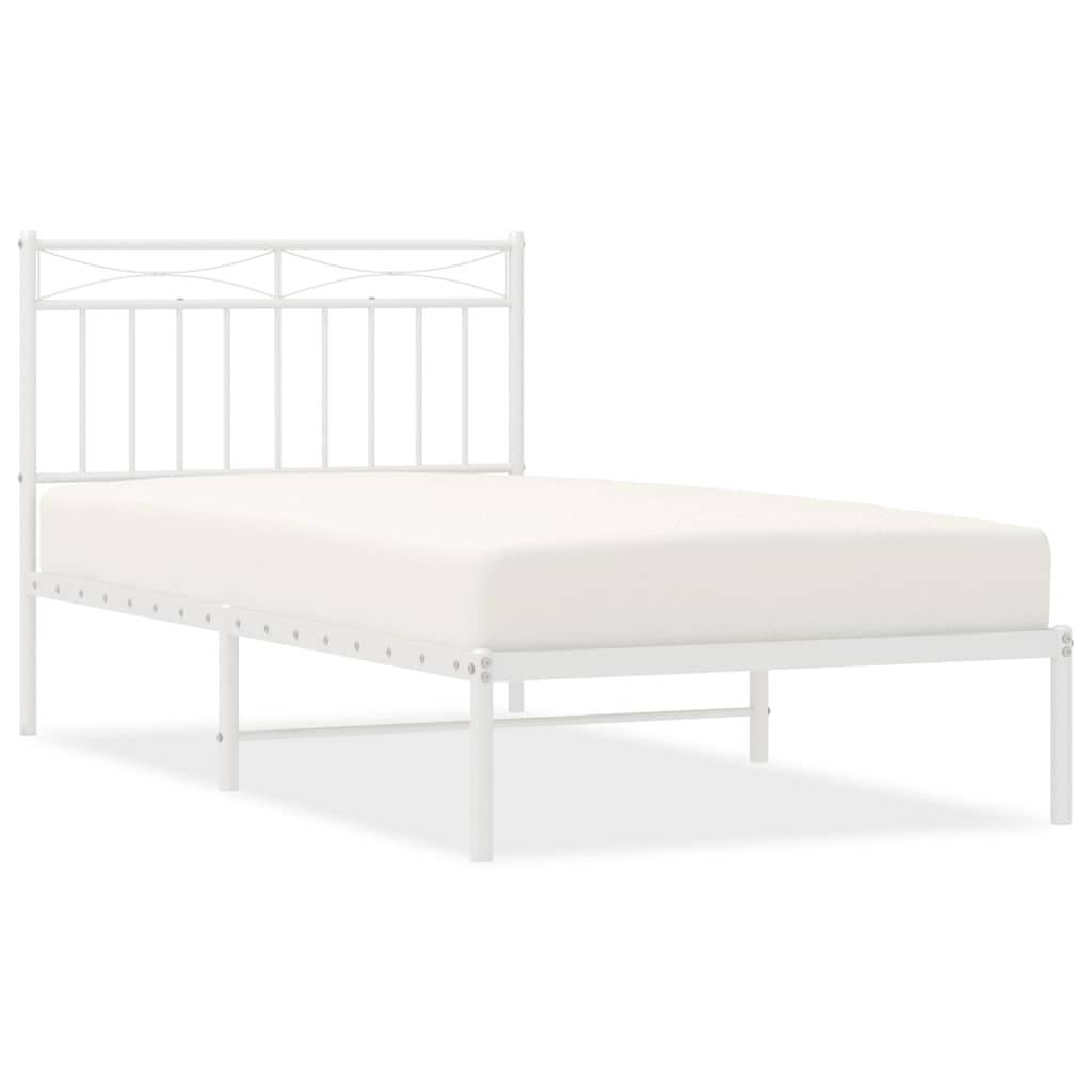 vidaXL Bettgestell mit Kopfteil Metall Weiß 100x190 cm