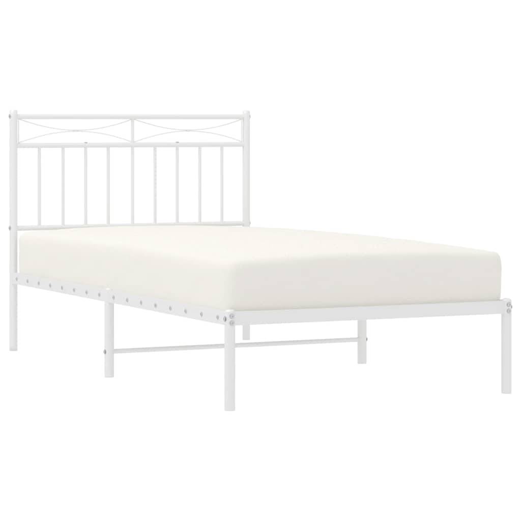 vidaXL Bettgestell mit Kopfteil Metall Weiß 100x190 cm