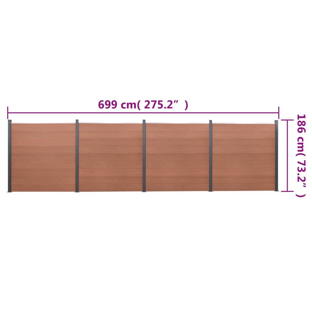 vidaXL Zaunelement-Set Braun 699x186 cm WPC