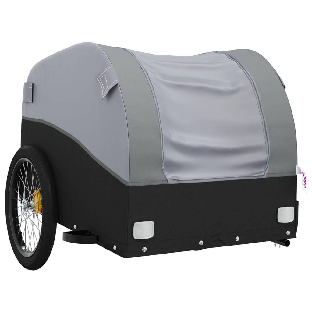 vidaXL Fahrradanhänger Schwarz und Grau 45 kg Eisen