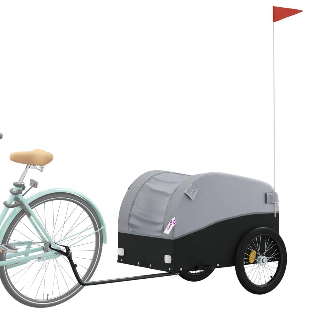 vidaXL Fahrradanhänger Schwarz und Grau 45 kg Eisen
