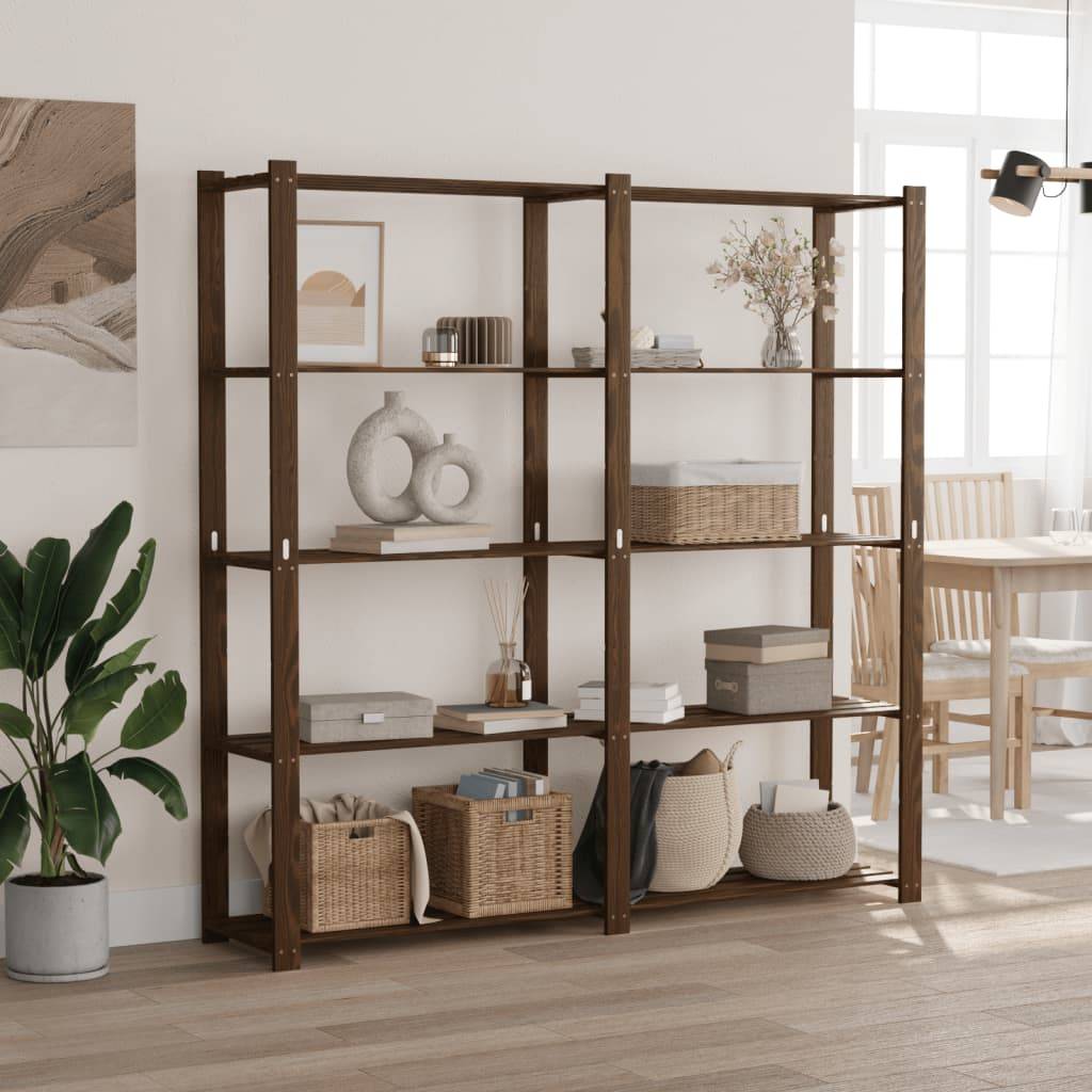 vidaXL Lagerregal mit 5 Böden Braun 170x38x170 cm Massivholz Kiefer