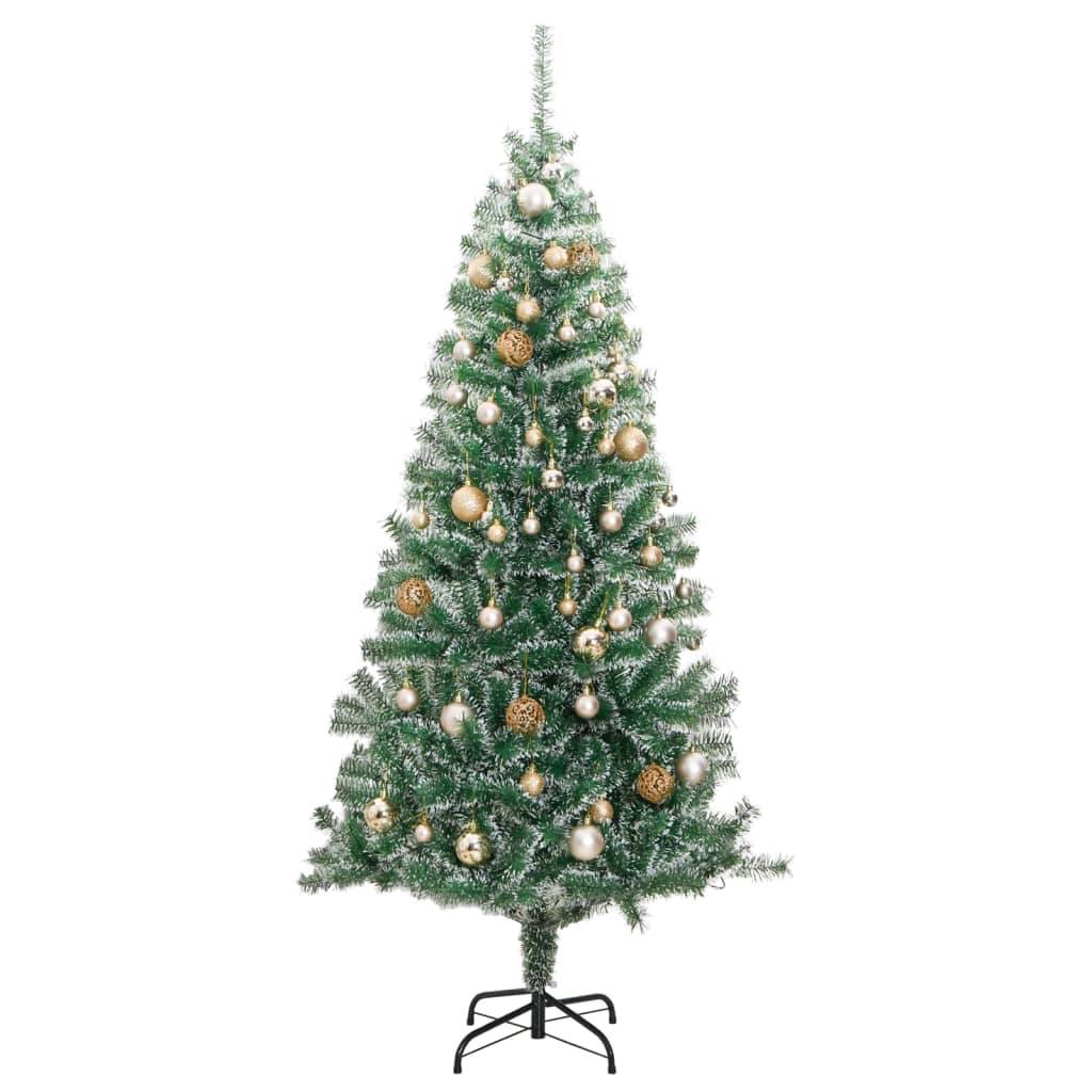 vidaXL Künstlicher Weihnachtsbaum 300 LEDs & Kugeln Beschneit 210 cm