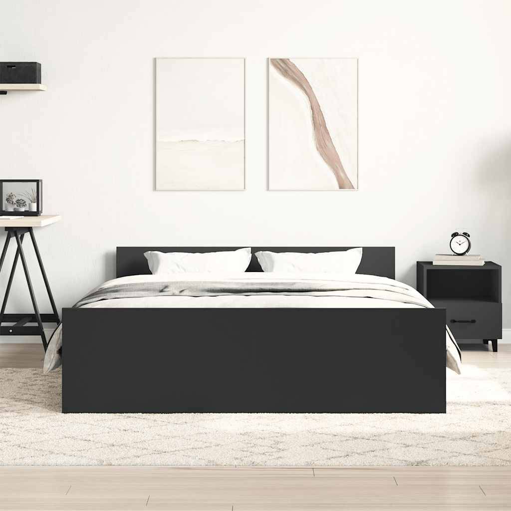 vidaXL Bettgestell mit Kopf- und Fußteil Schwarz 140x200 cm