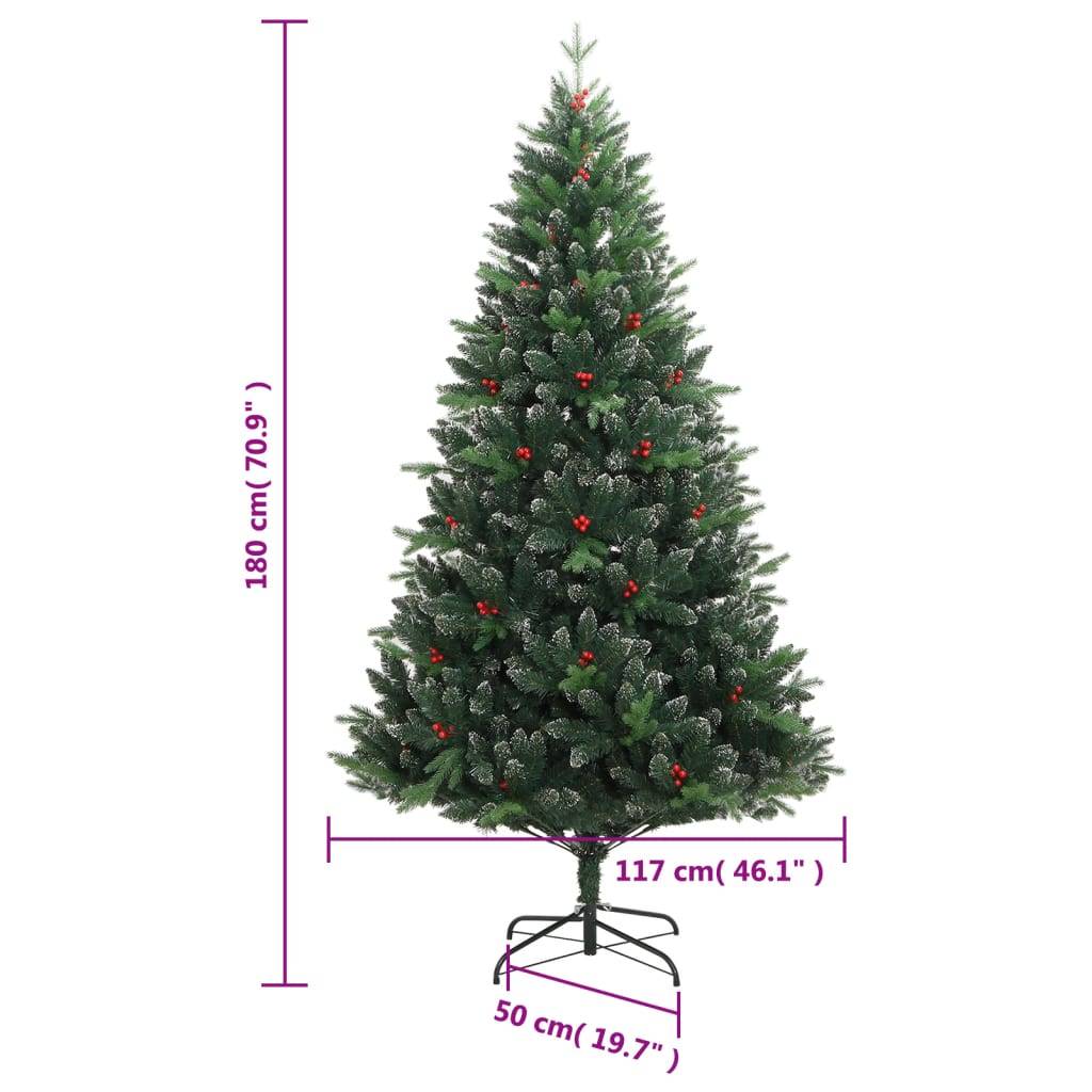 vidaXL Künstlicher Weihnachtsbaum Klappbar mit Roten Beeren 180 cm